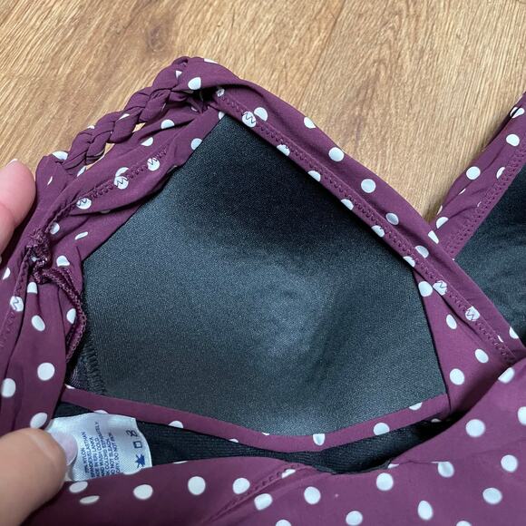 Lands End Womens Purple White Polka Dot Tankini Swim Top Size 2 XS Modest - Picture 4 of 7